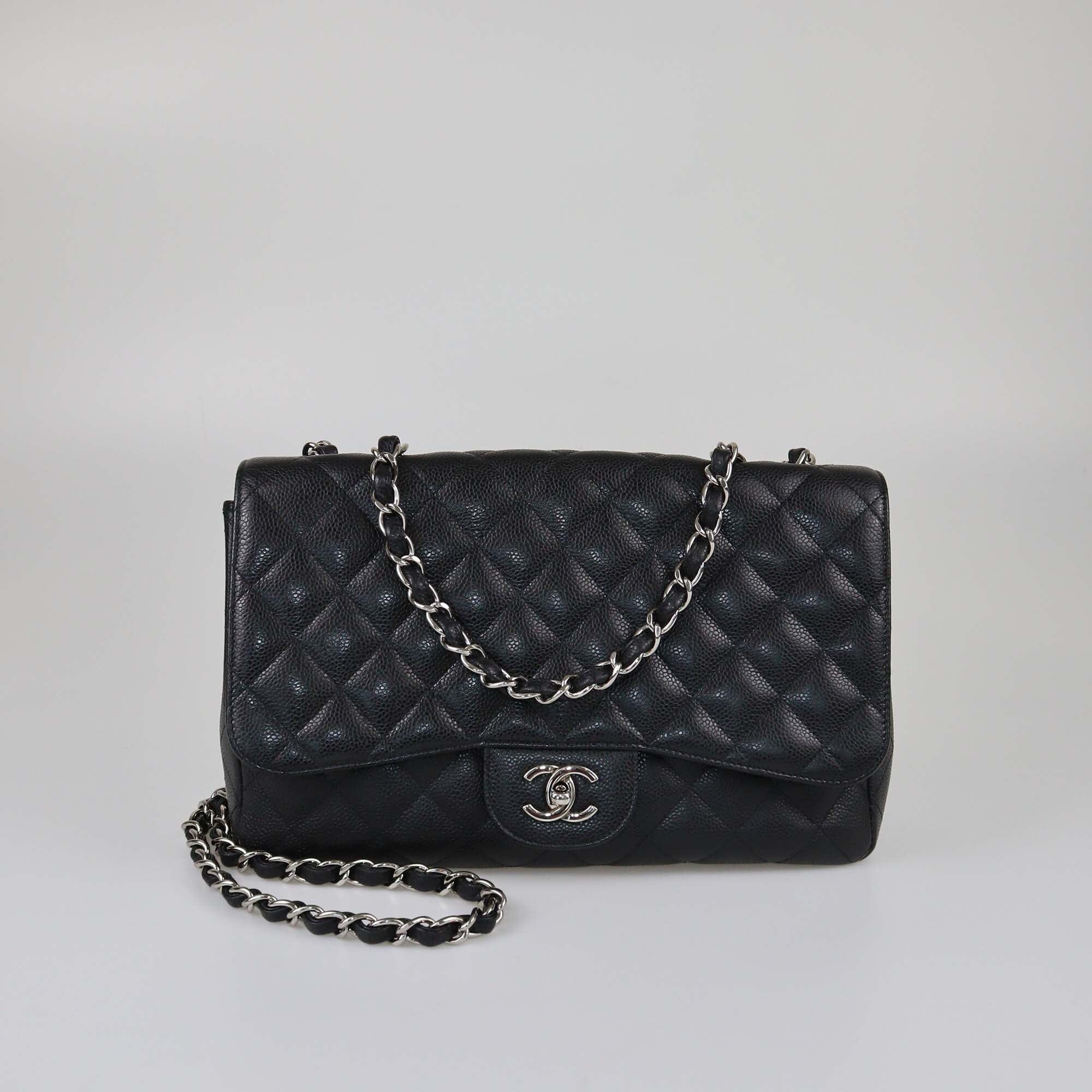 Chanel Black Jumbo Classic Caviar Single Flap Womens Chanel 