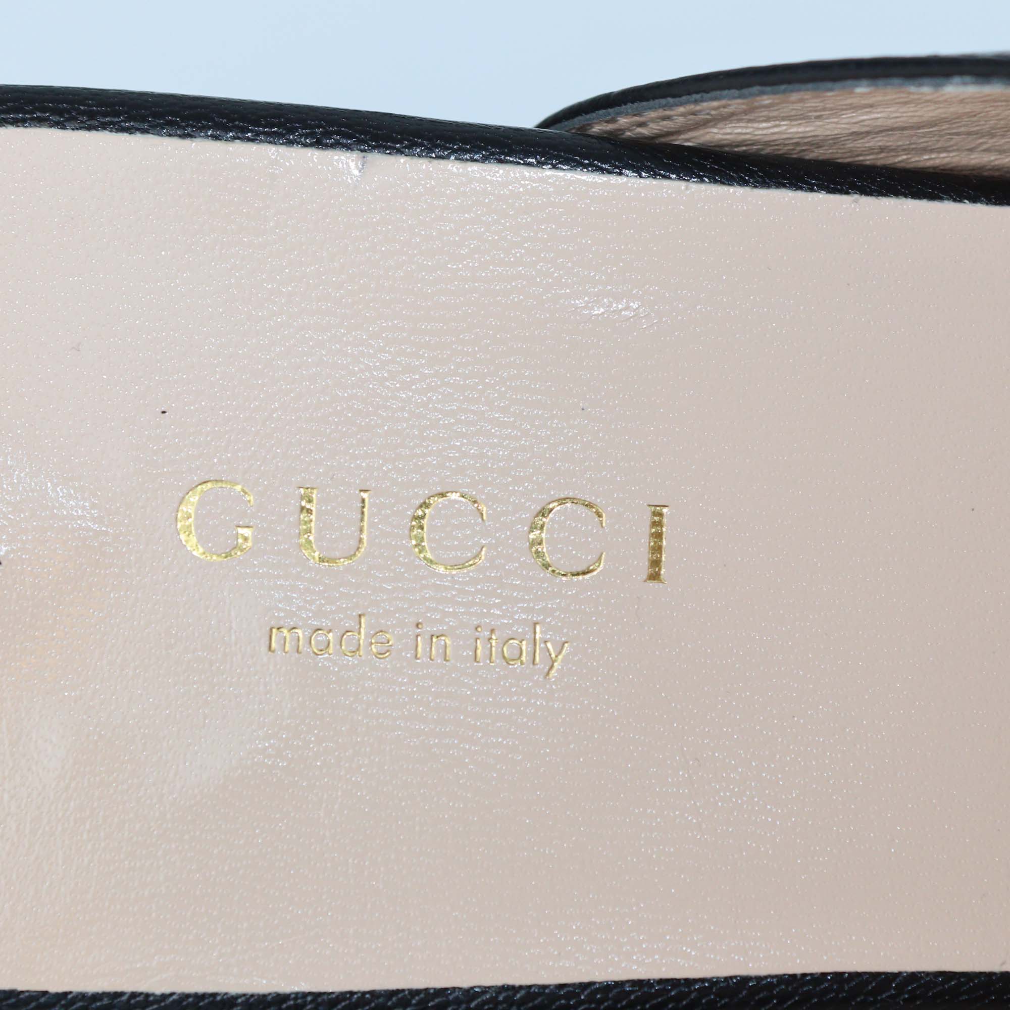 Gucci Black Leather Star & Bee Embroidered Princetown Mules