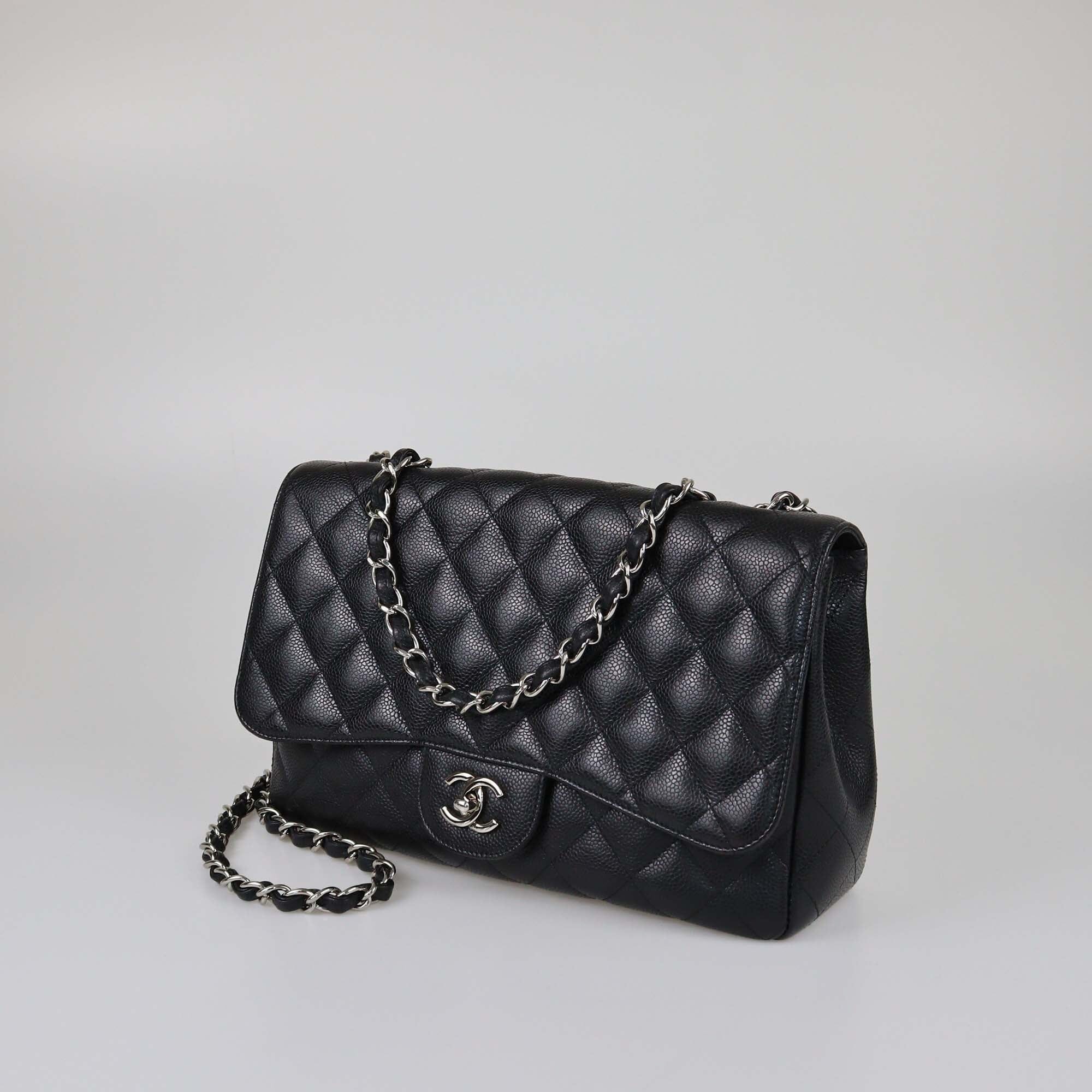 Chanel Black Jumbo Classic Caviar Single Flap Womens Chanel 