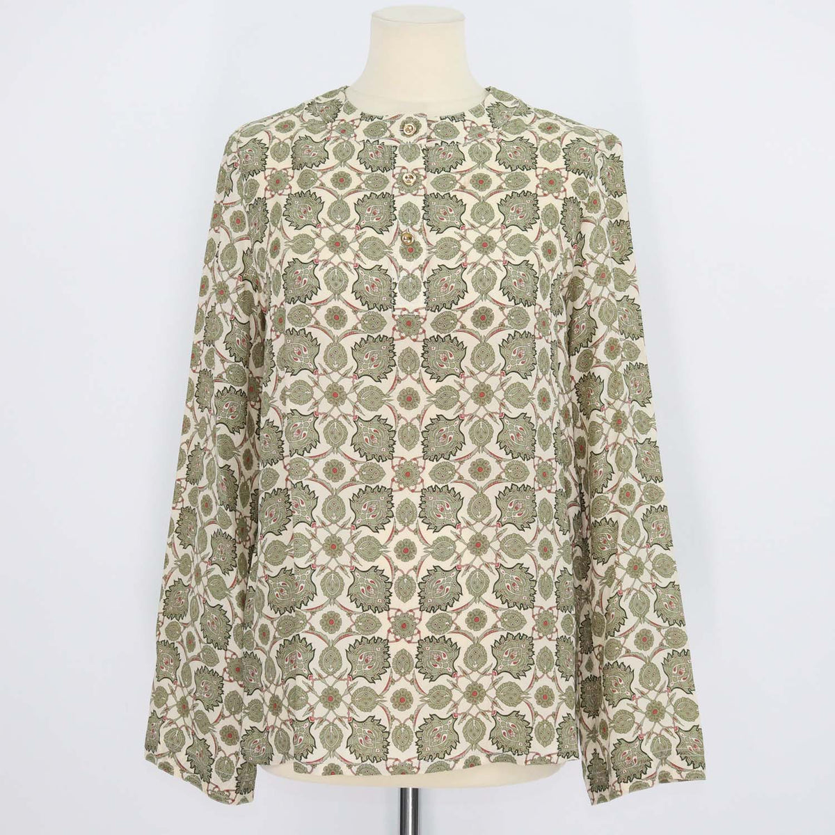 Loro Piana Green Silk Flower Echoes Print Antonella Blouse