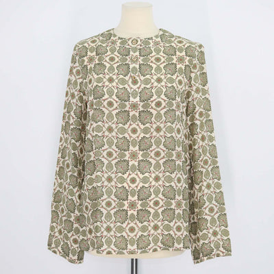 Loro Piana Green Silk Flower Echoes Print Antonella Blouse