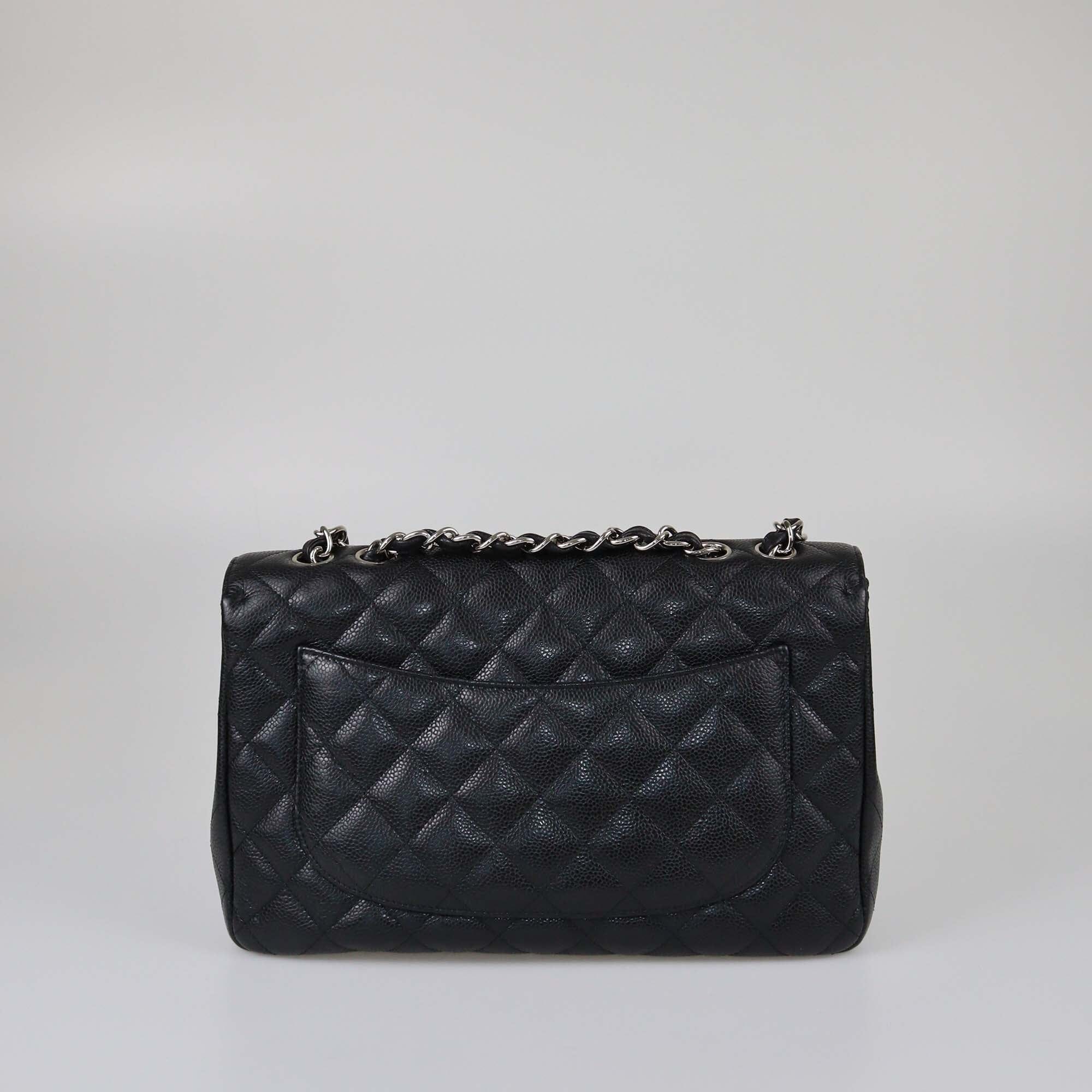 Chanel Black Jumbo Classic Caviar Single Flap Womens Chanel 