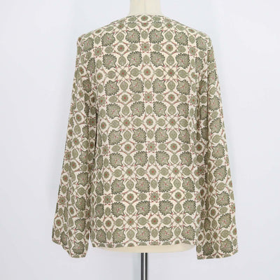 Loro Piana Green Silk Flower Echoes Print Antonella Blouse