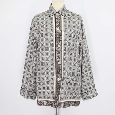 Loro Piana Multicolor Silk Border Print Lian Long Sleeve Print Blouse