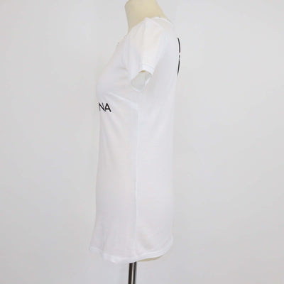 Dolce & Gabbana White Cotton Print Rhinestone T-Shirt
