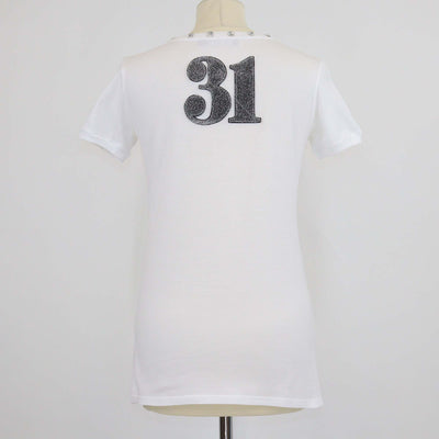 Dolce & Gabbana White Cotton Print Rhinestone T-Shirt