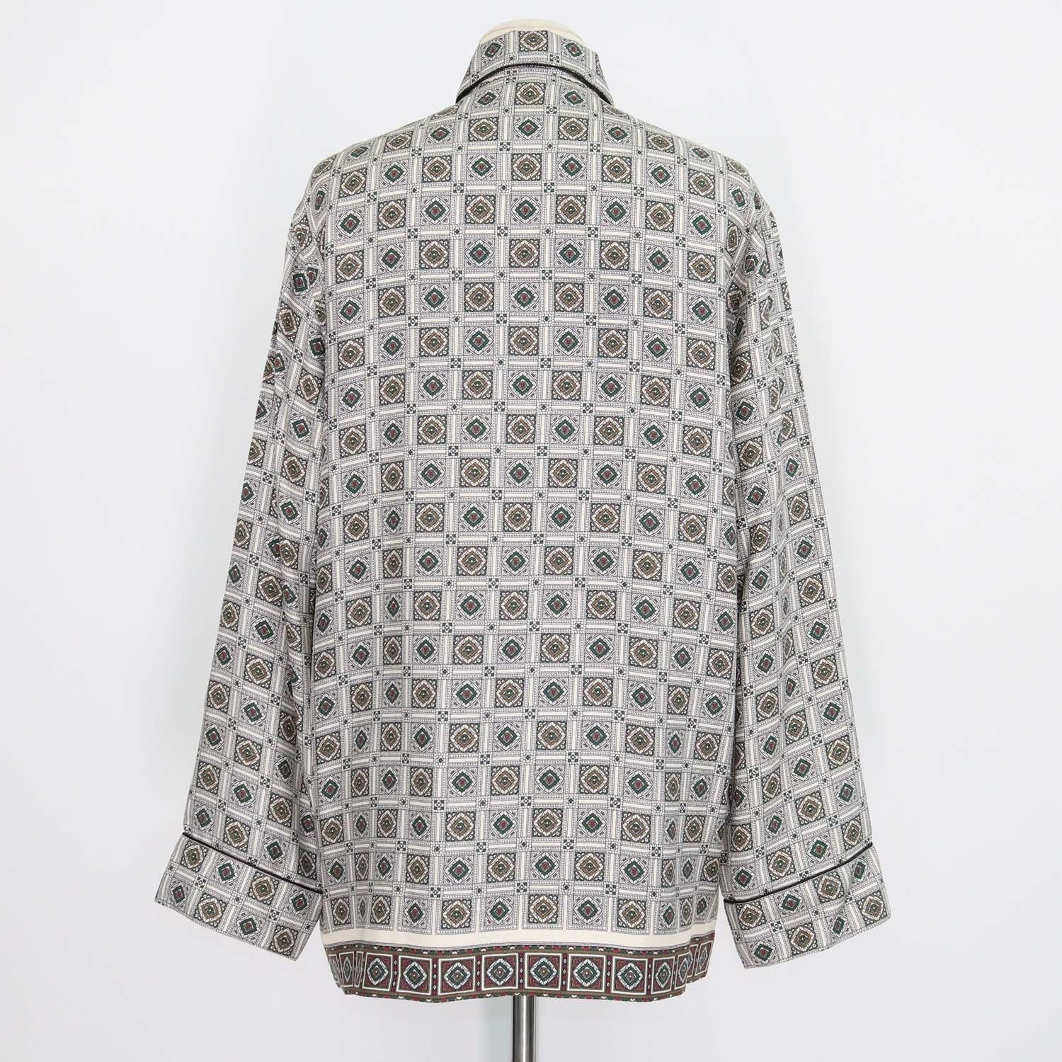 Loro Piana Multicolor Silk Border Print Lian Long Sleeve Print Blouse