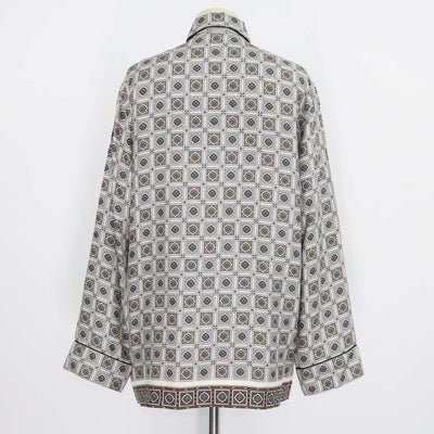 Loro Piana Multicolor Silk Border Print Lian Long Sleeve Print Blouse
