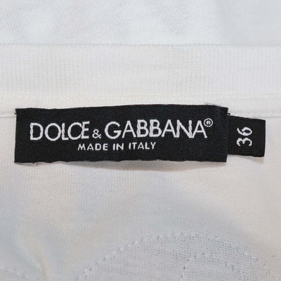 Dolce & Gabbana White Cotton Print Rhinestone T-Shirt