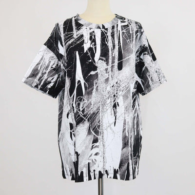 Christopher Kane Black/White Cotton Paint Splatter T-shirt