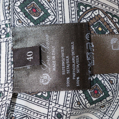 Loro Piana Multicolor Silk Border Print Lian Long Sleeve Print Blouse