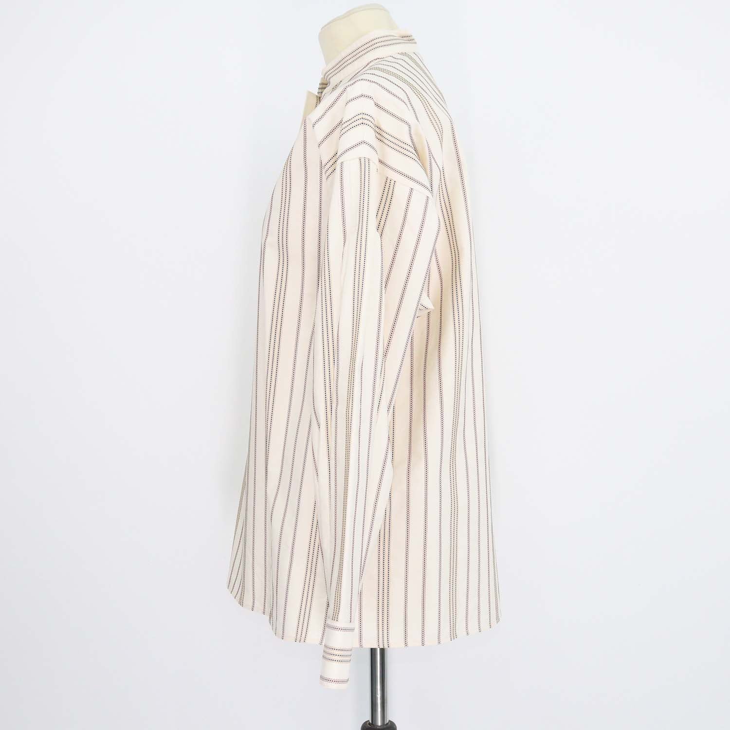 Loro Piana Cream Cotton Stripe Valerie Long Sleeve Shirt