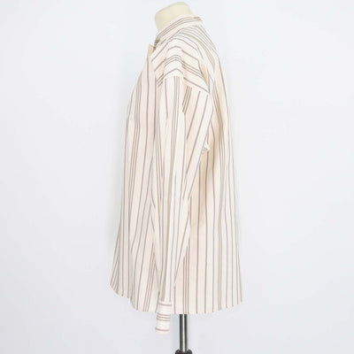 Loro Piana Cream Cotton Stripe Valerie Long Sleeve Shirt