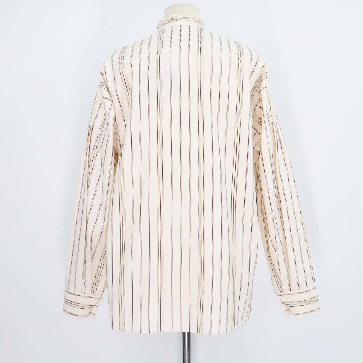 Loro Piana Cream Cotton Stripe Valerie Long Sleeve Shirt