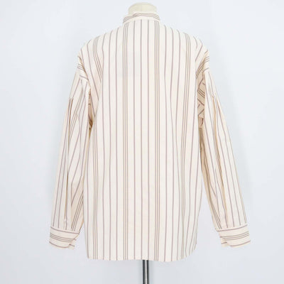 Loro Piana Cream Cotton Stripe Valerie Long Sleeve Shirt