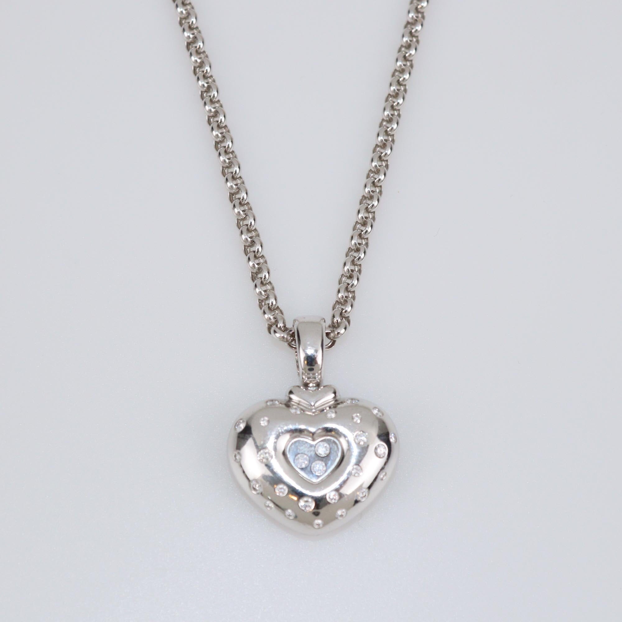 Chopard Happy Diamonds 18K White Gold Pendant Necklace Womens Chopard 