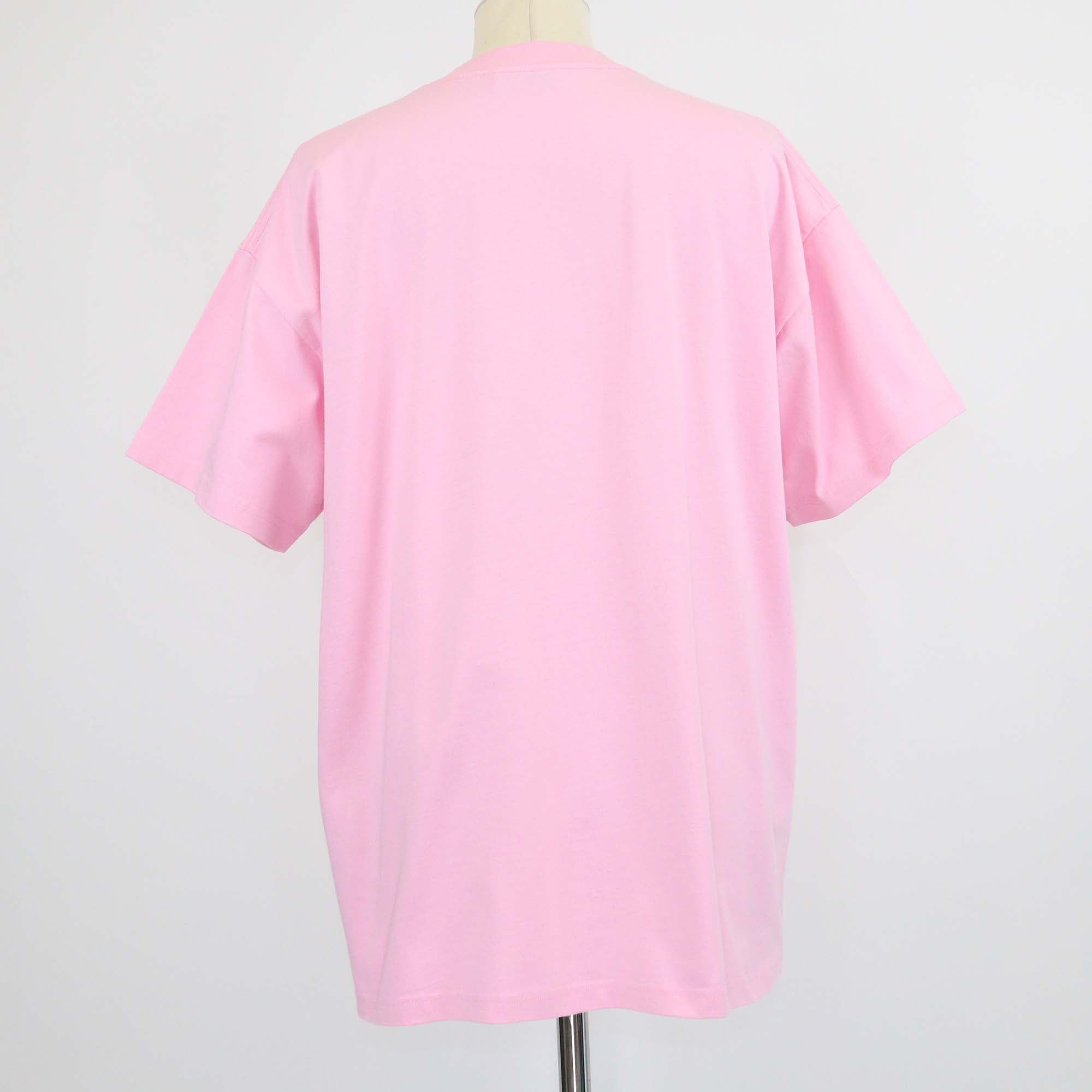 Balenciaga Baby Pink Cotton Dubai Logo Print T-Shirt