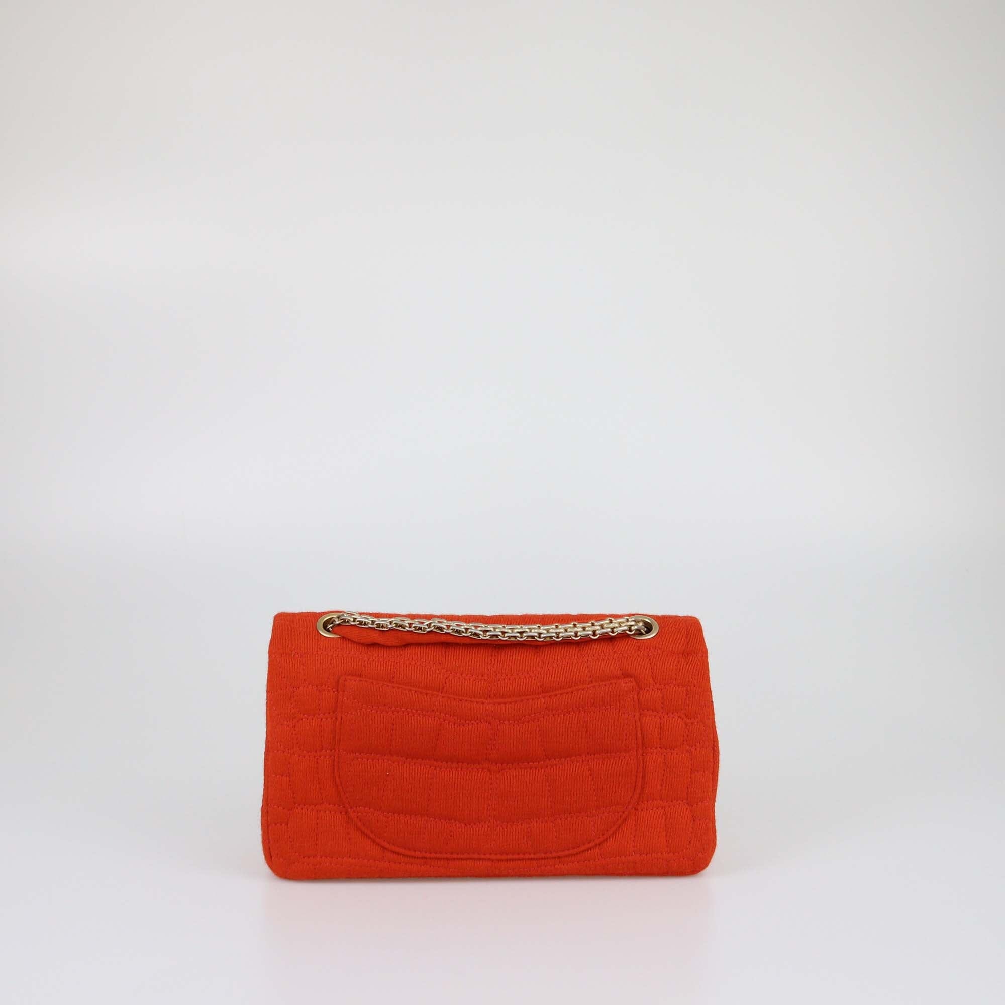 Chanel Orange Croc Quilted Jersey 225 Reissue 2.55 Flap Bag Womens Chanel 