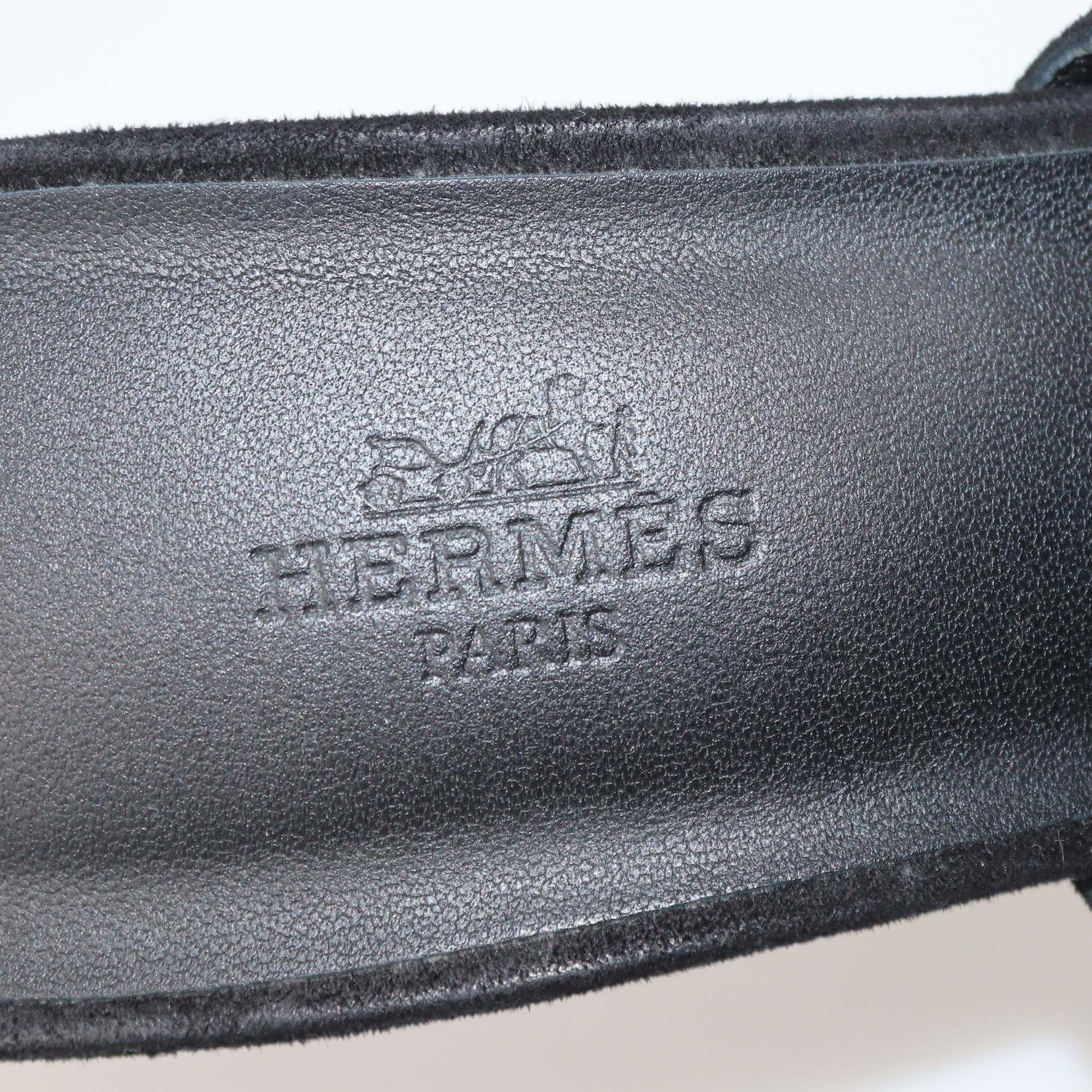 Hermes Black Suede Cute Sandals