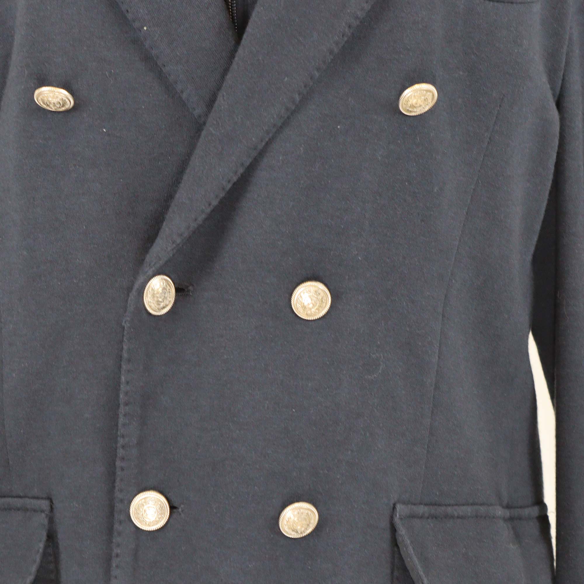 Eleventy Navy Blue Cotton Single Breasted & Zip Front Panelled Hooded Jacket