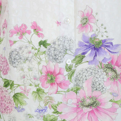 Christian Dior Cream Silk Oblique Hortensia Garden Long Blouse
