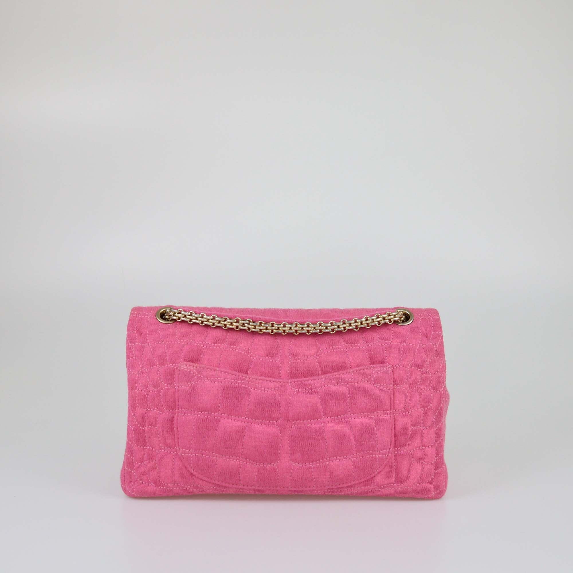 Chanel Pink Croc Quilted Jersey 226 Reissue 2.55 Flap Bag Womens Chanel 