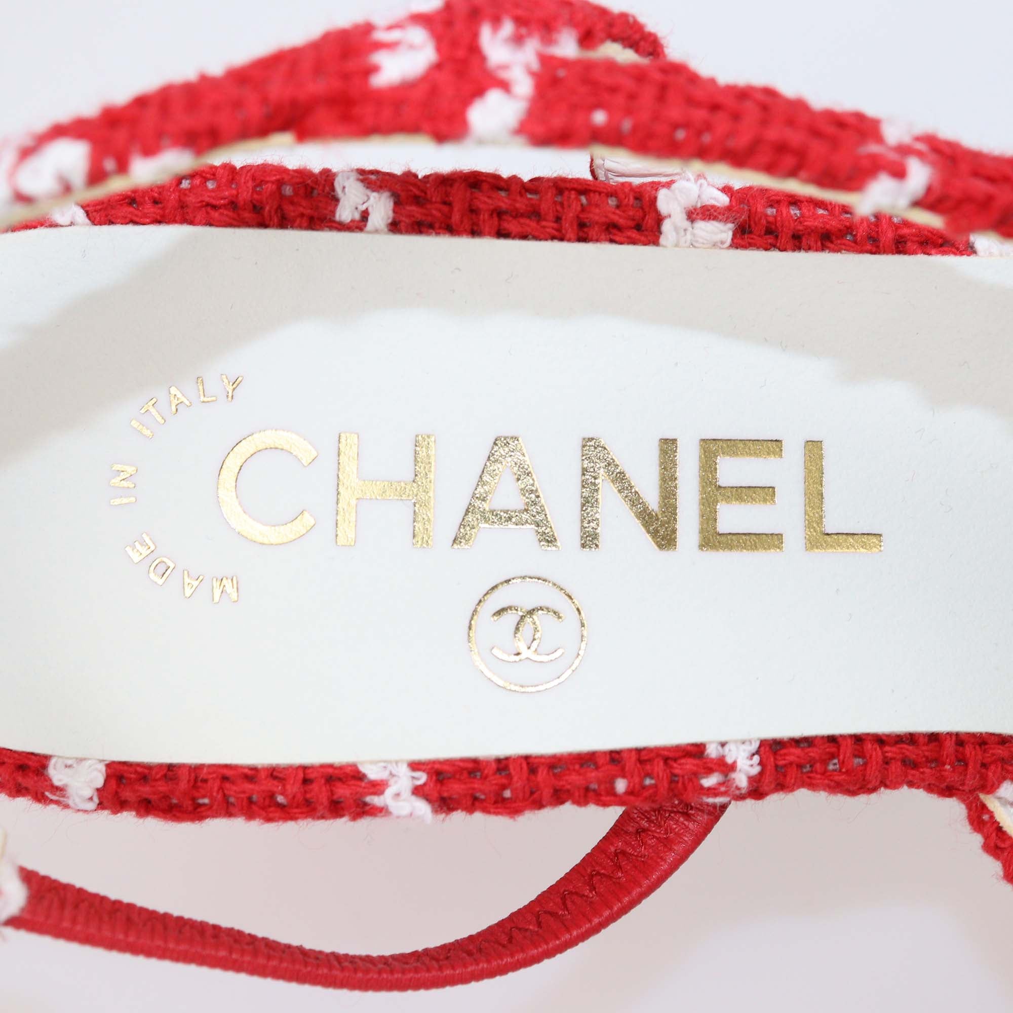 Chanel Tricolor Tweed and Nylon Slingback Cap Toe Pumps