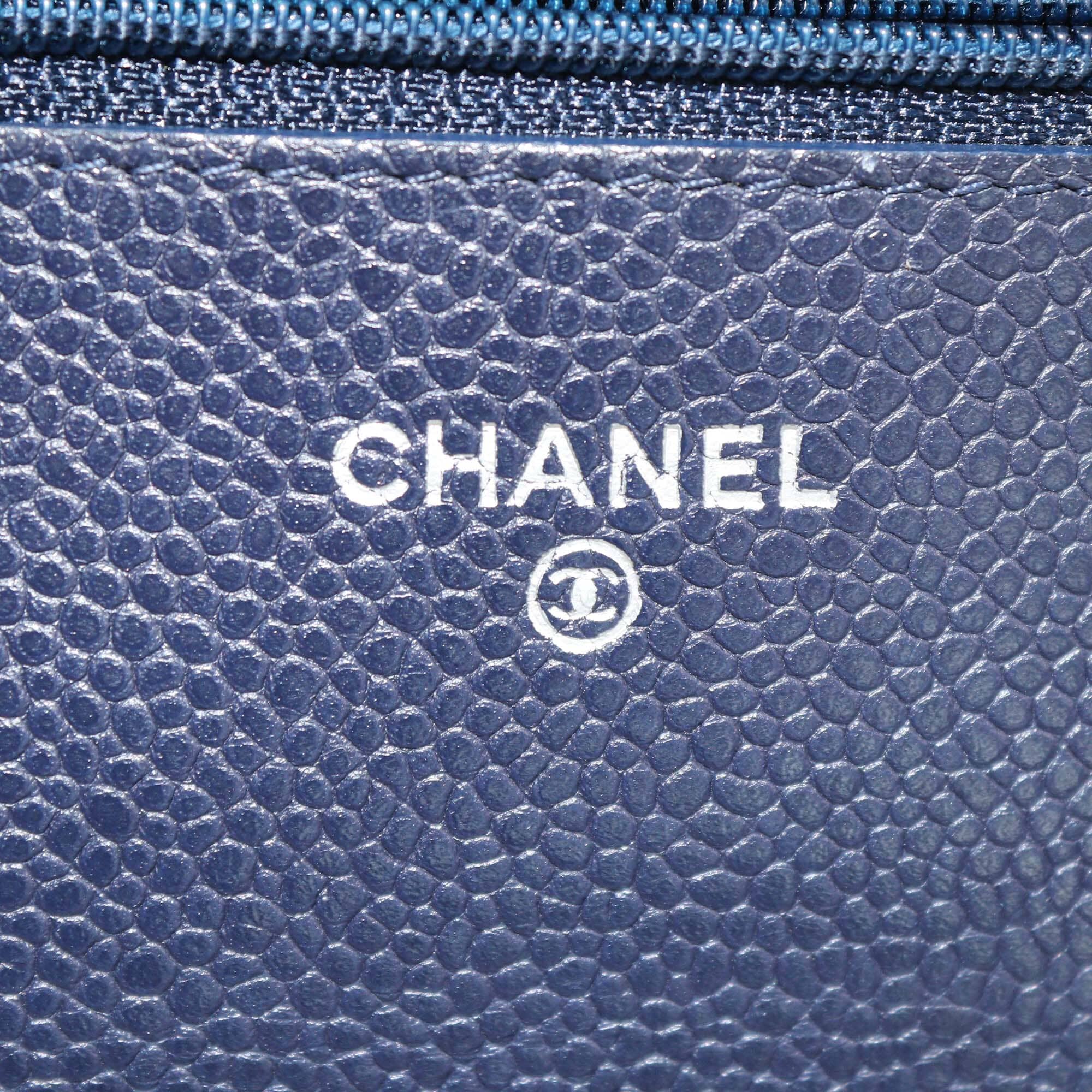 Chanel Navy Blue Quilted Caviar WOC Bag Womens Chanel 