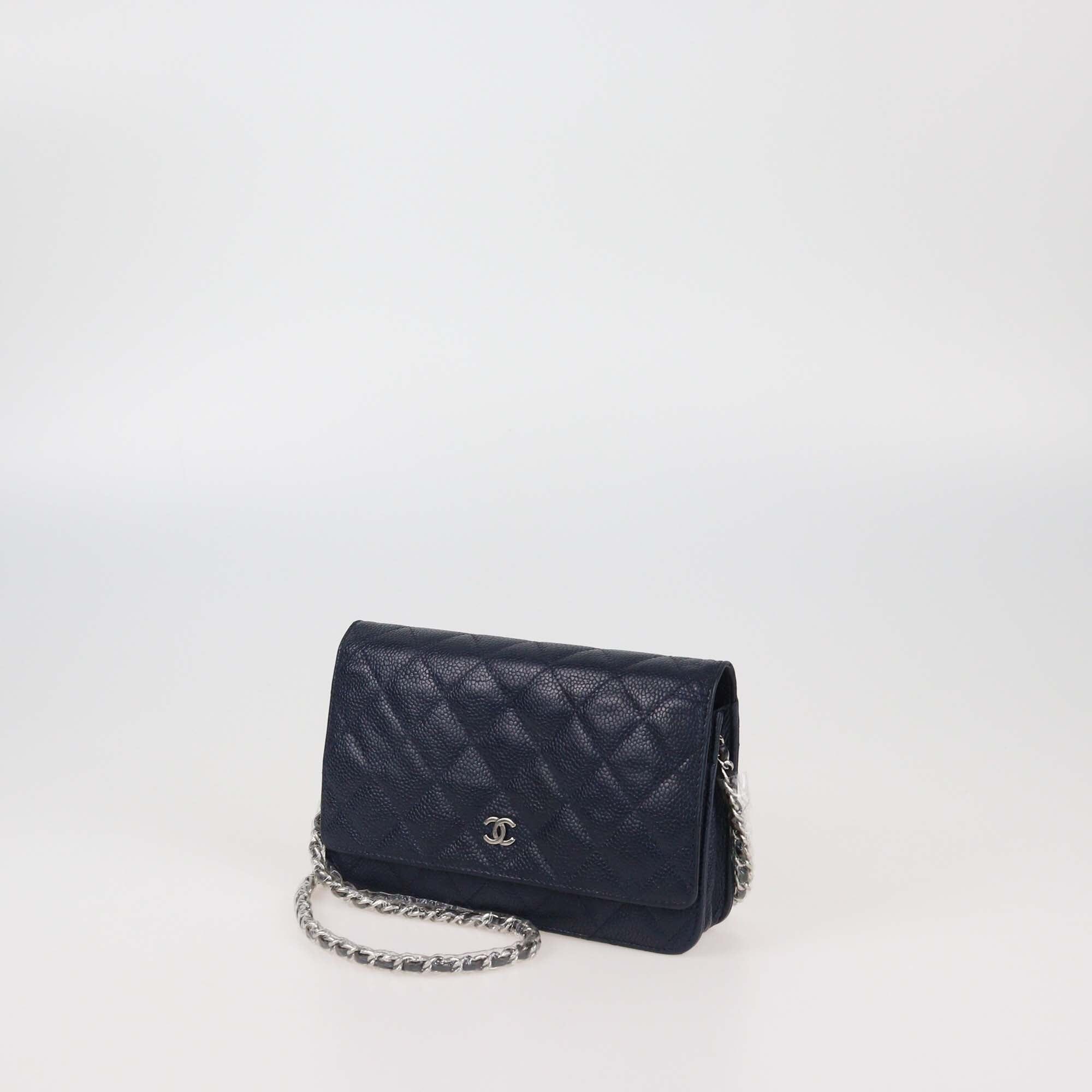 Chanel Navy Blue Quilted Caviar WOC Bag Womens Chanel 