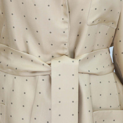 Loro Piana Brown Silk Polka Dots Roxanne Belted Robe
