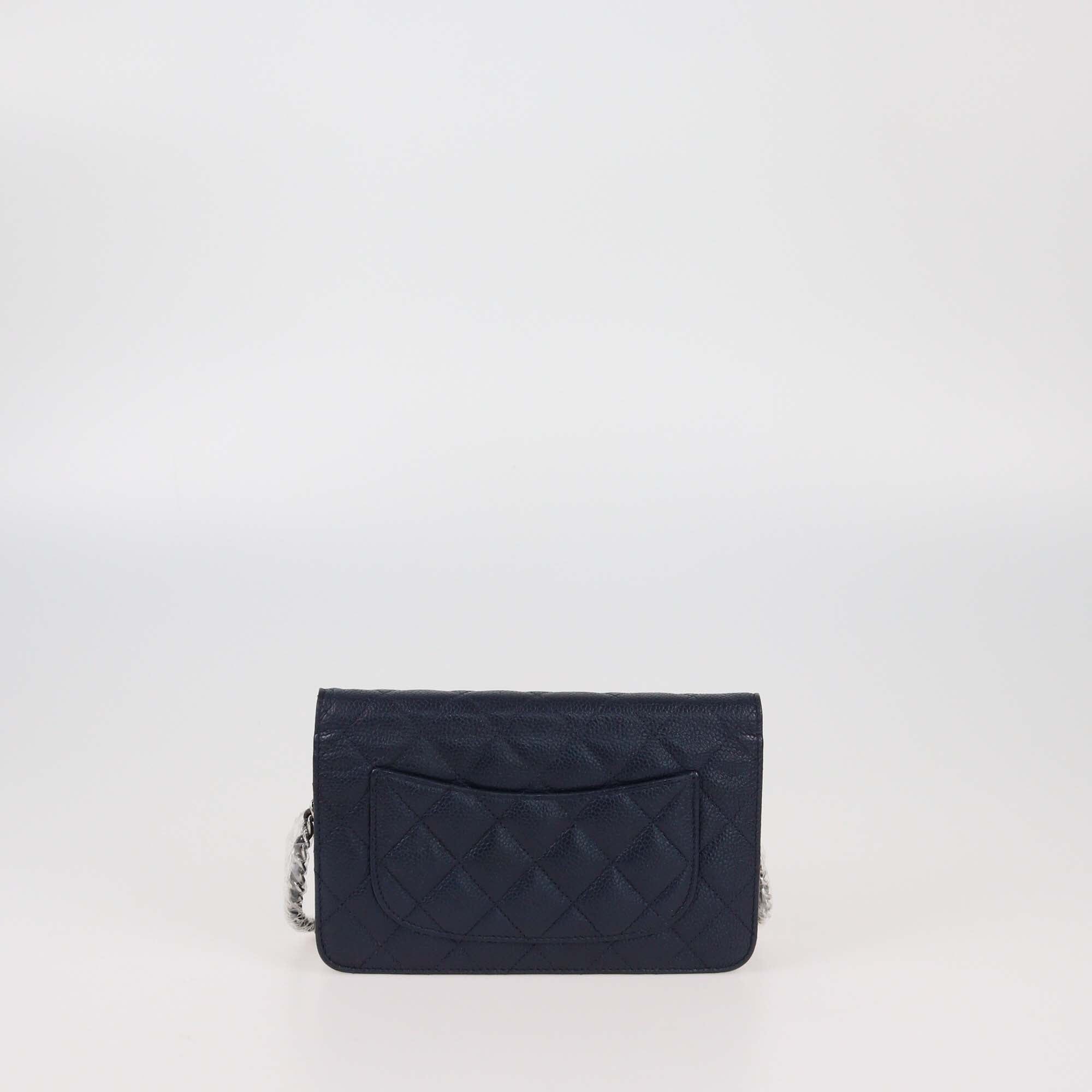 Chanel Navy Blue Quilted Caviar WOC Bag Womens Chanel 