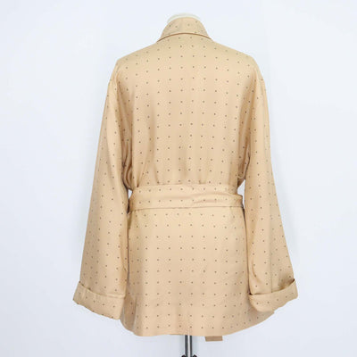 Loro Piana Brown Silk Polka Dots Roxanne Belted Robe