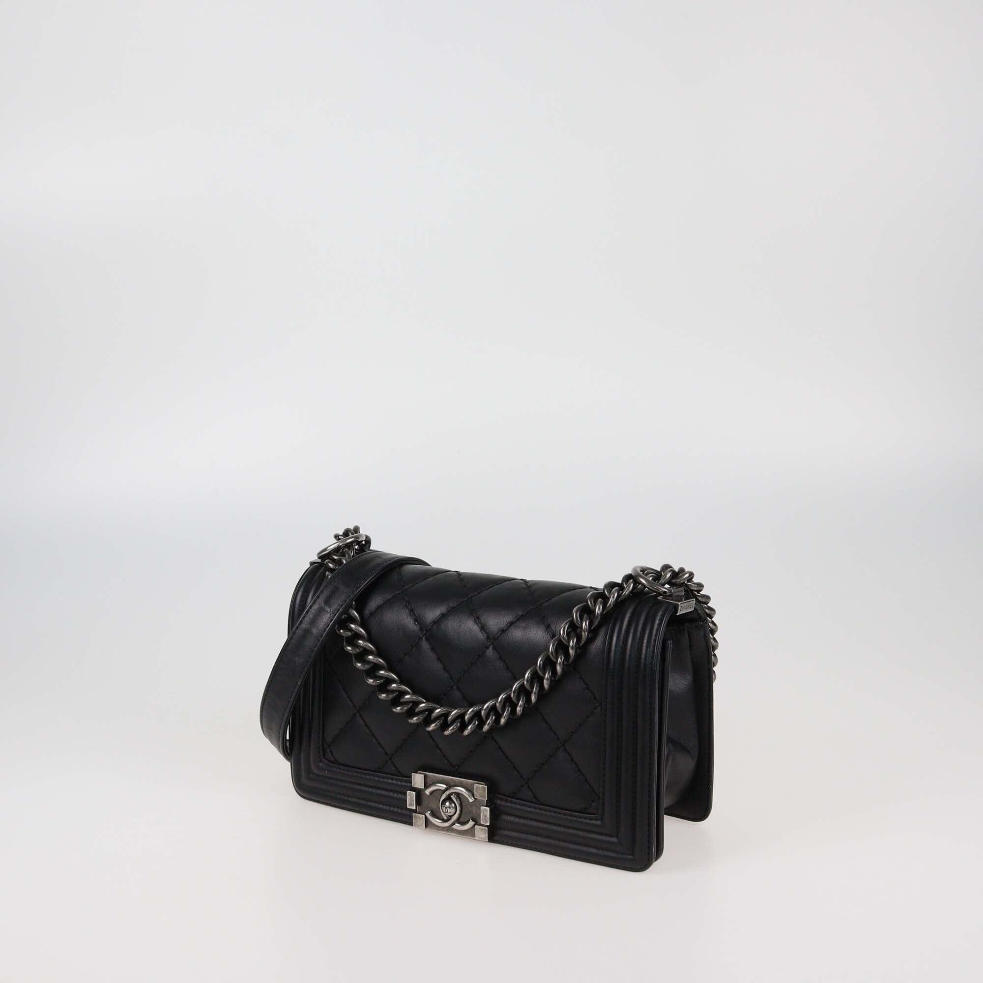Chanel Black Quilted Medium Boy Flap Bag Womens Chanel 