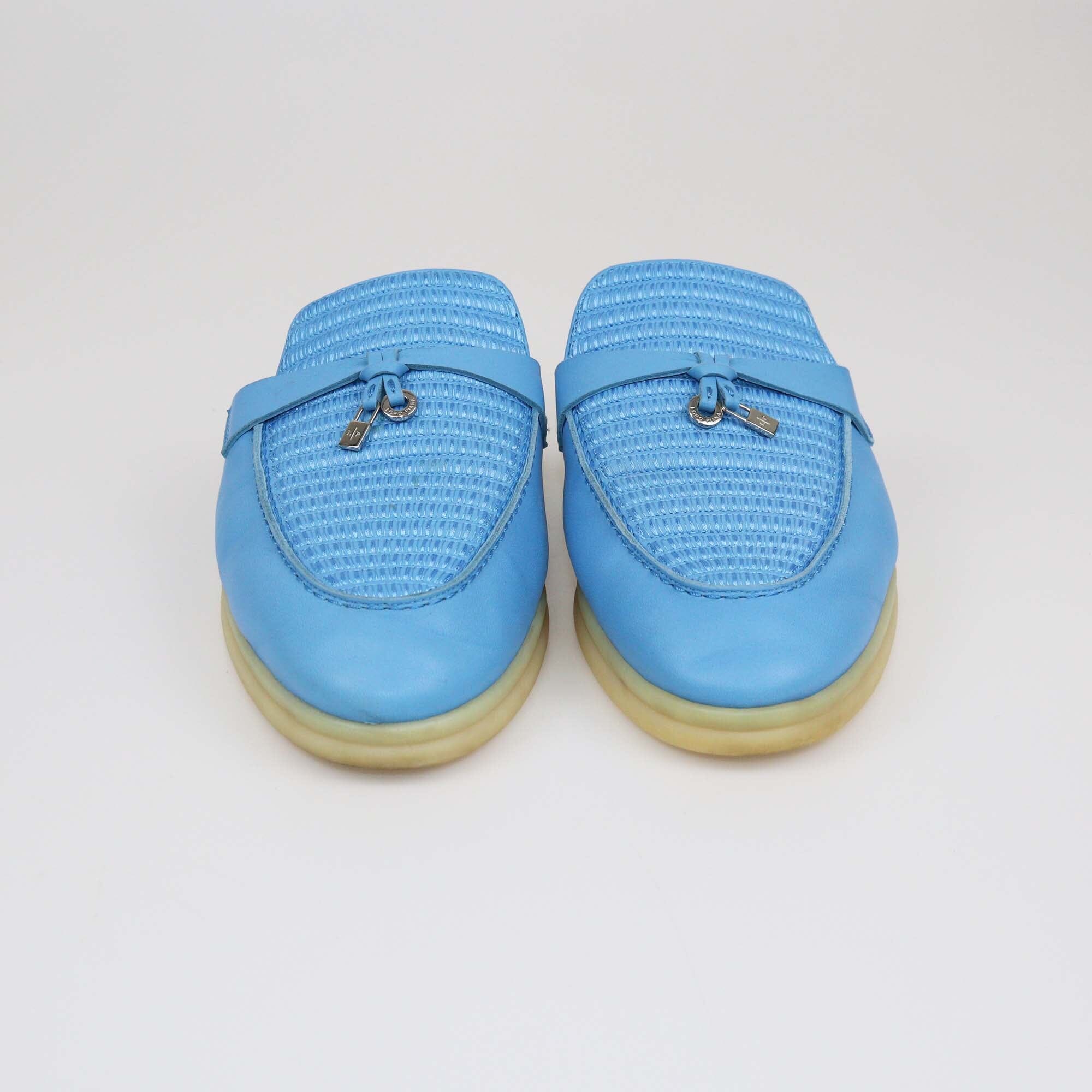 Loro Piana Blue Summer Charms Walk Babouche Loafers Womens Loro Piana 