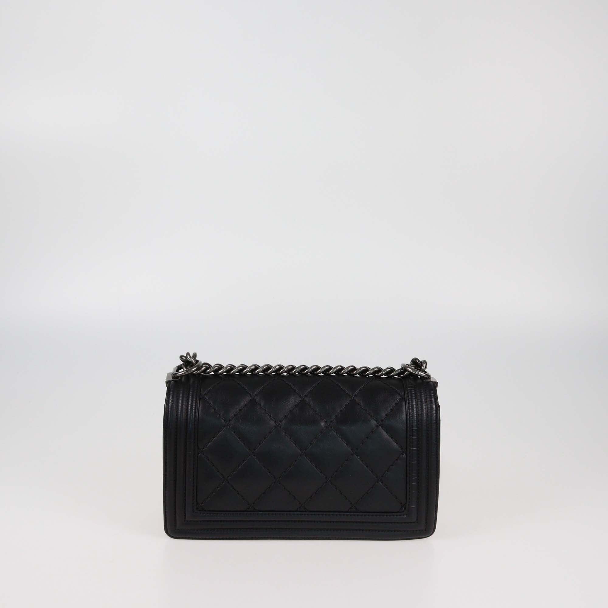 Chanel Black Quilted Medium Boy Flap Bag Womens Chanel 