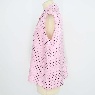 Chanel Pink Silk Polka Dot Sleeveless Shirt