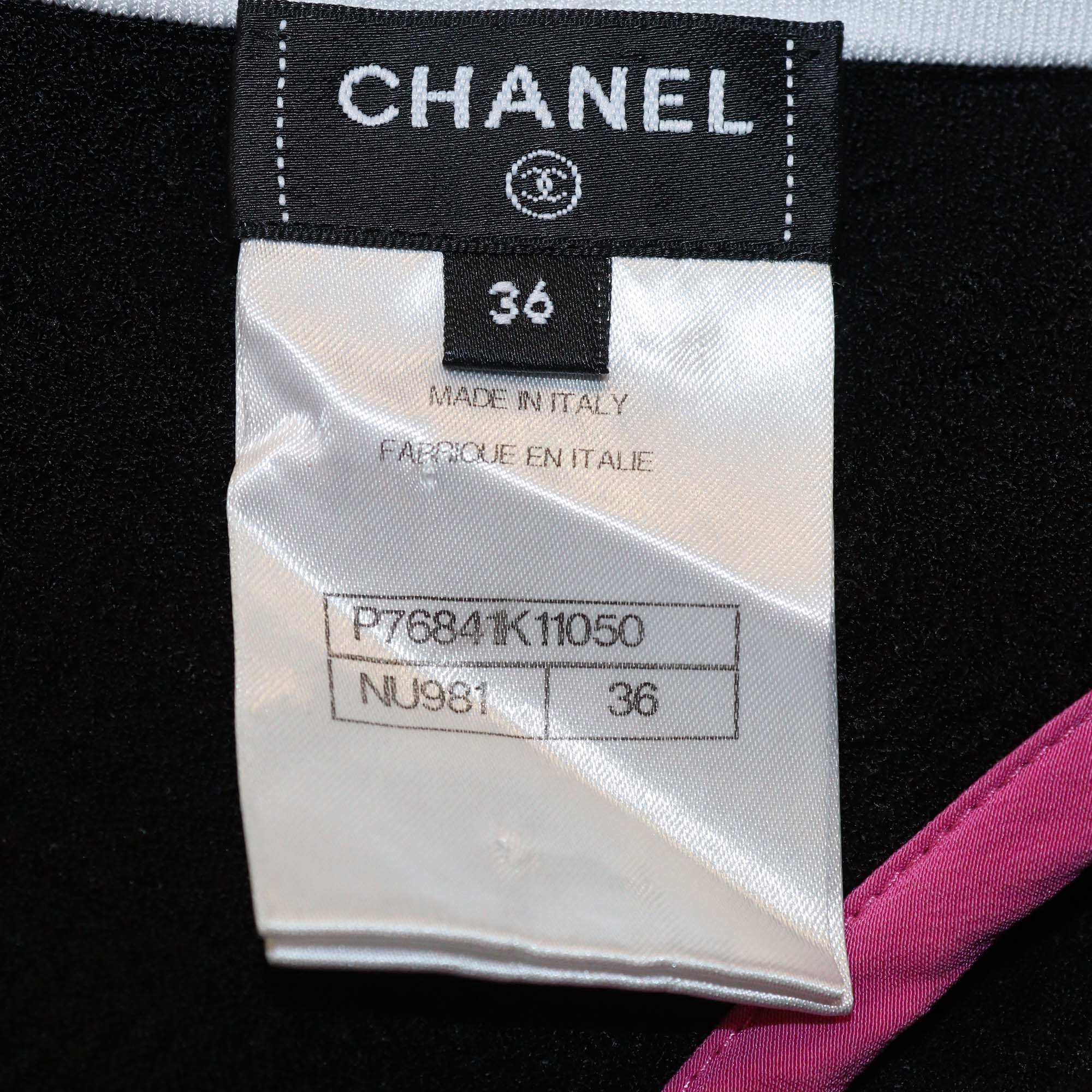 Chanel Black Quilted Viscose Sleeveless V Neck Mini Dress