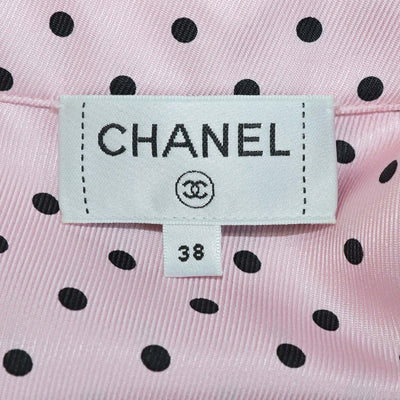 Chanel Pink Silk Polka Dot Sleeveless Shirt