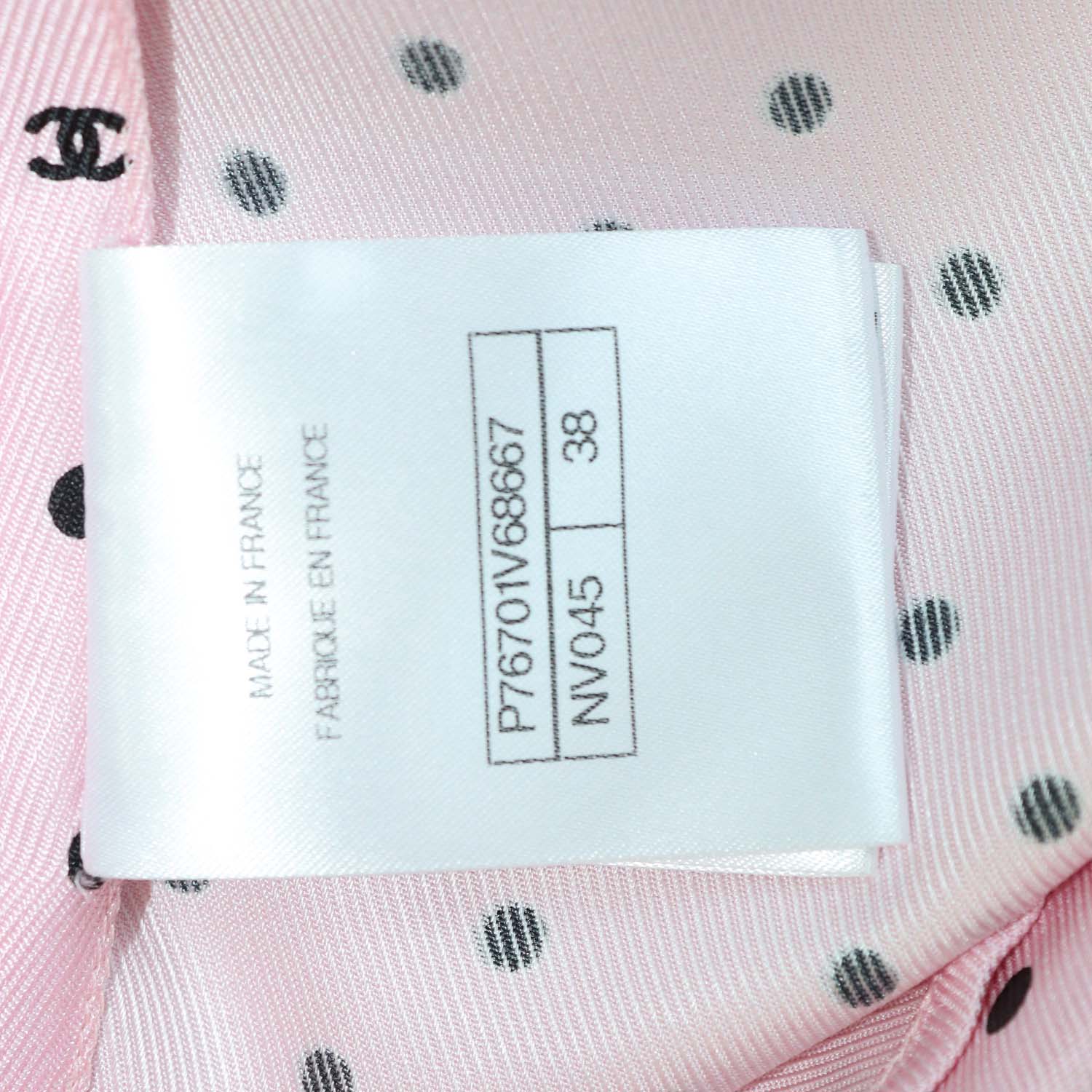 Chanel Pink Silk Polka Dot Sleeveless Shirt