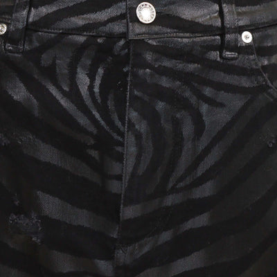 Dolce & Gabbana Black Denim Zebra Effect Distressed Mini Skirt