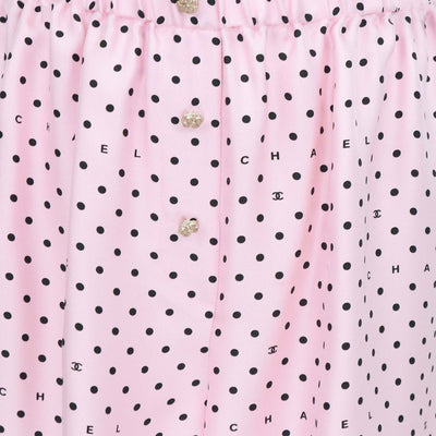 Chanel Pink Silk Polka Dot Mini Short