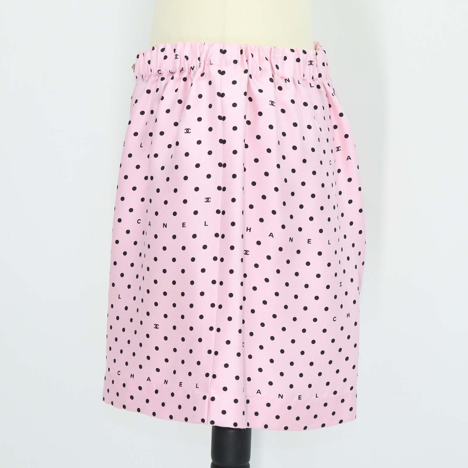 Chanel Pink Silk Polka Dot Mini Short