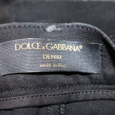 Dolce & Gabbana Black Denim Zebra Effect Distressed Mini Skirt