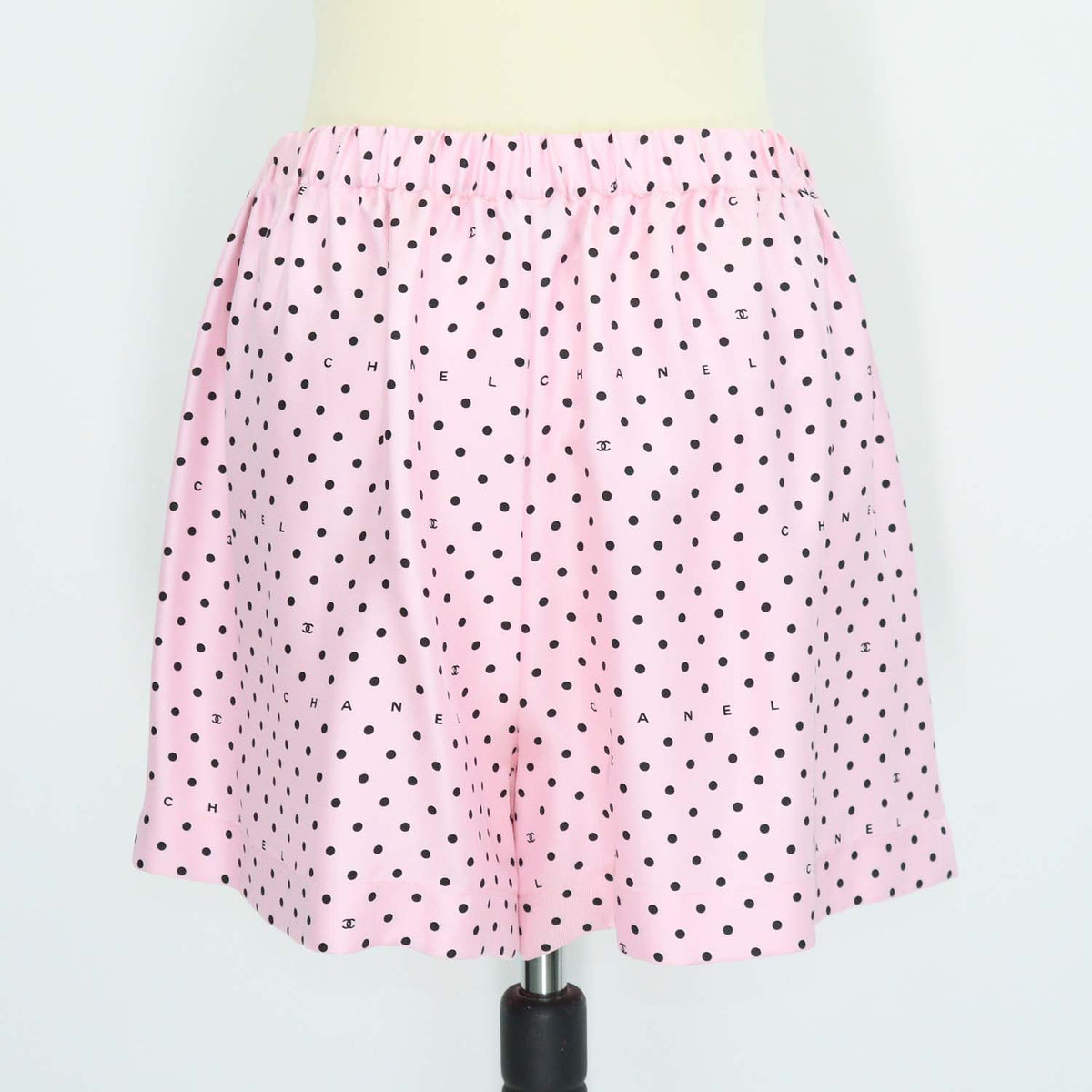 Chanel Pink Silk Polka Dot Mini Short