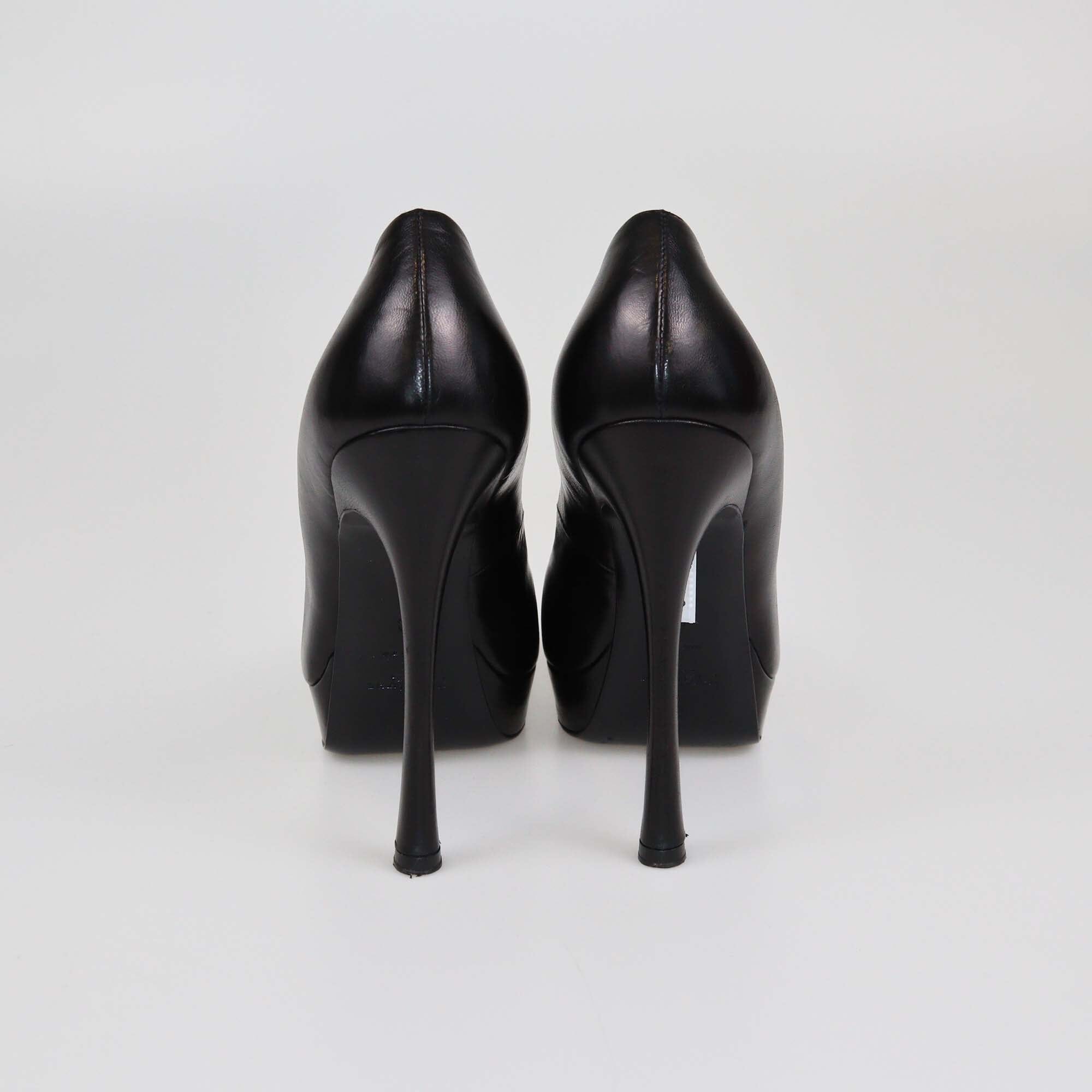 Yves Saint Laurent Black Round Toe Platform Pumps Womens Yves Saint Laurent 