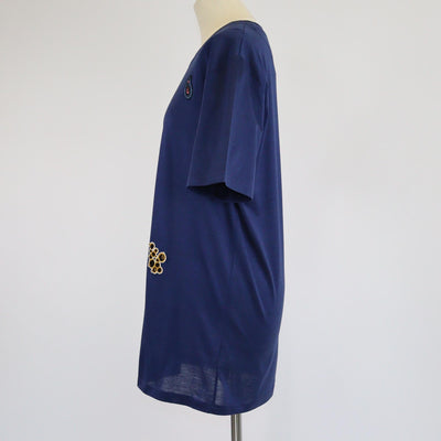 Lanvin Navy Blue Patch Embroidered T-Shirt Mens Lanvin 