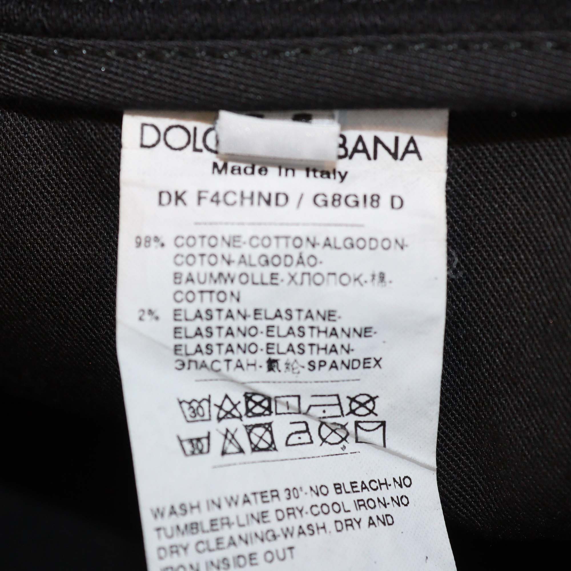 Dolce & Gabbana Black Denim Zebra Effect Distressed Mini Skirt