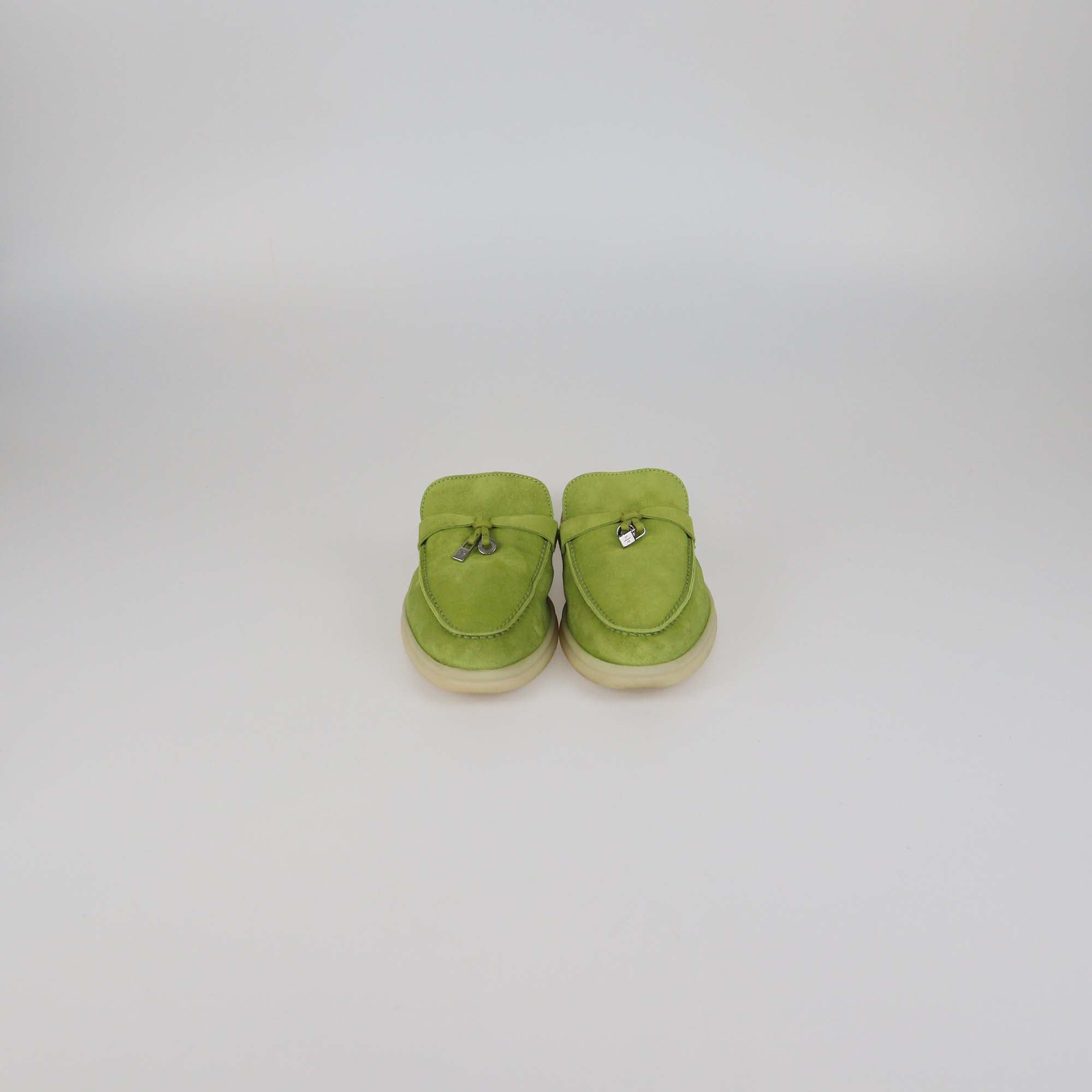 Loro Piana Kiwi Suede Summer Charms Walk Mules