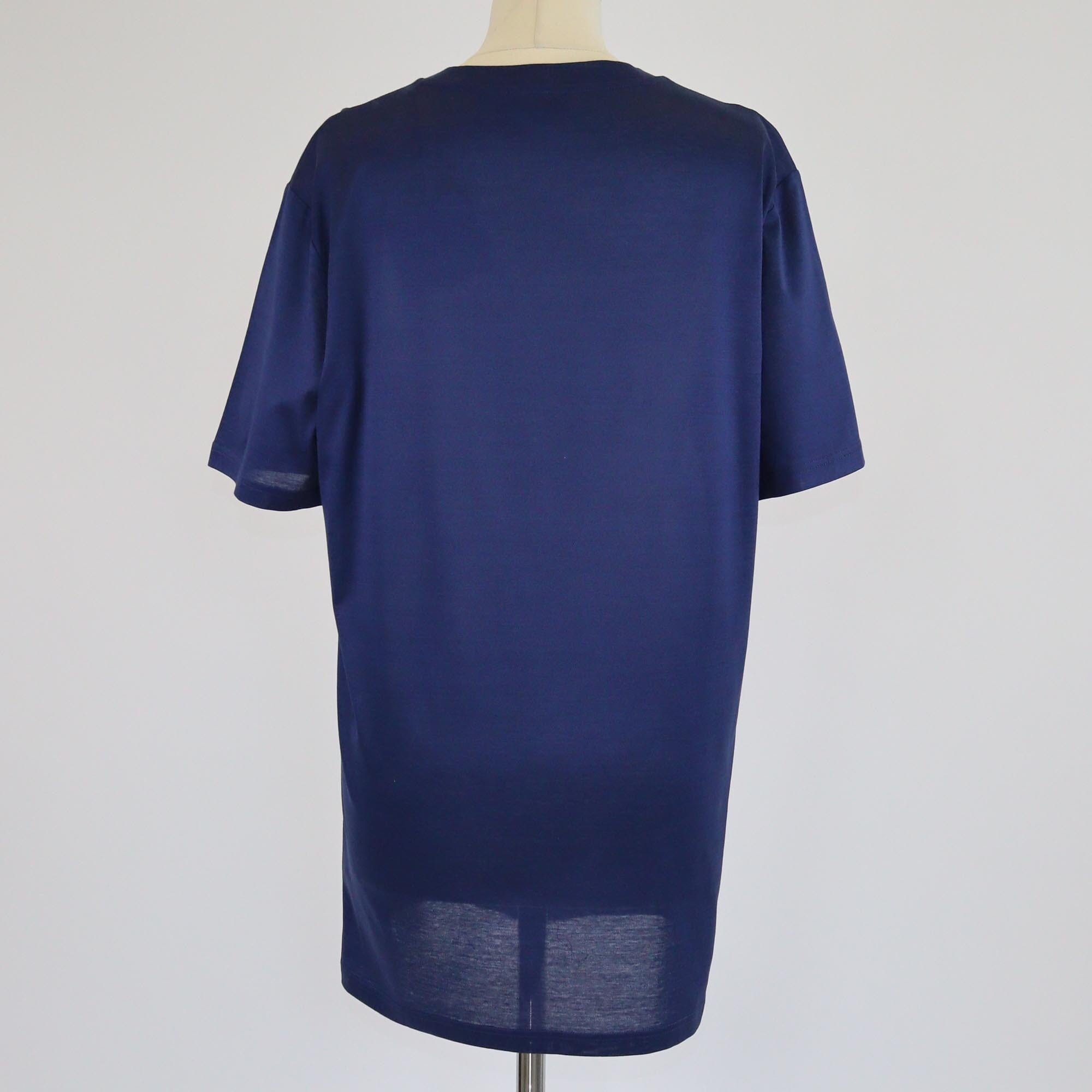 Lanvin Navy Blue Patch Embroidered T-Shirt Mens Lanvin 