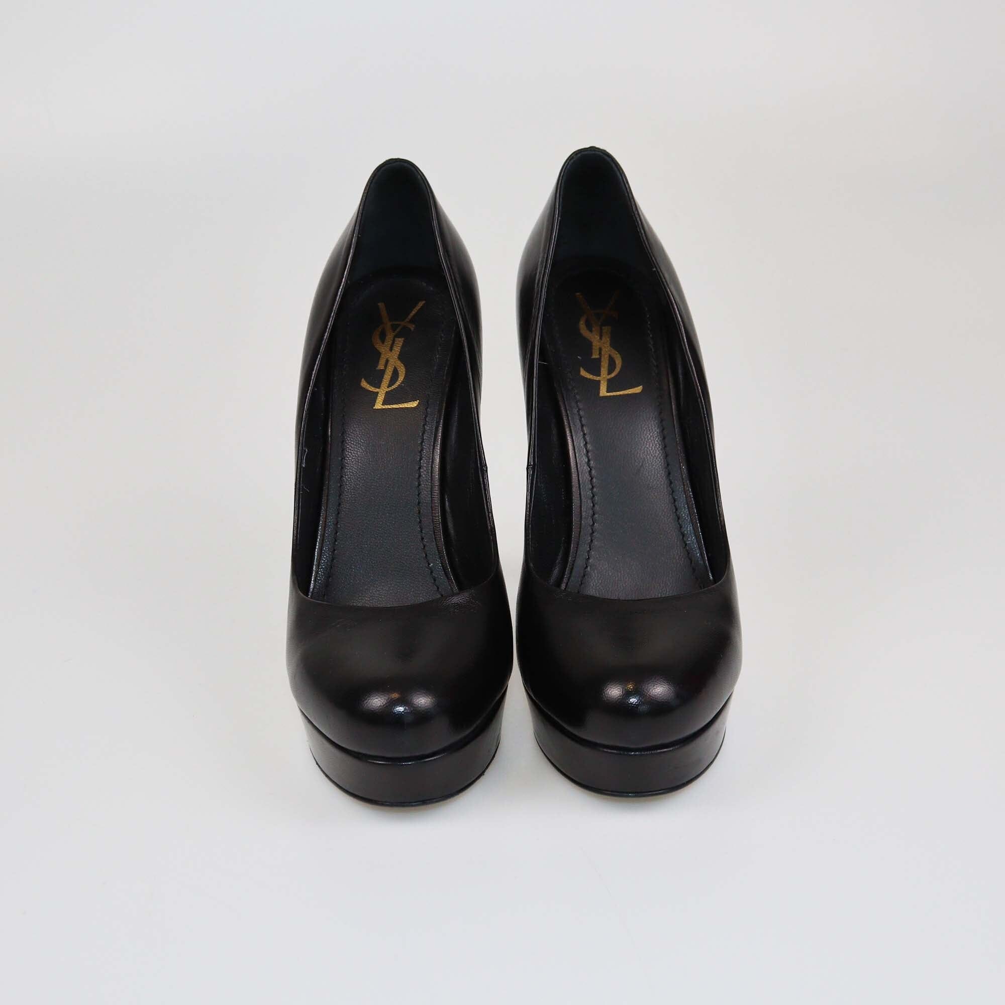 Yves Saint Laurent Black Round Toe Platform Pumps Womens Yves Saint Laurent 